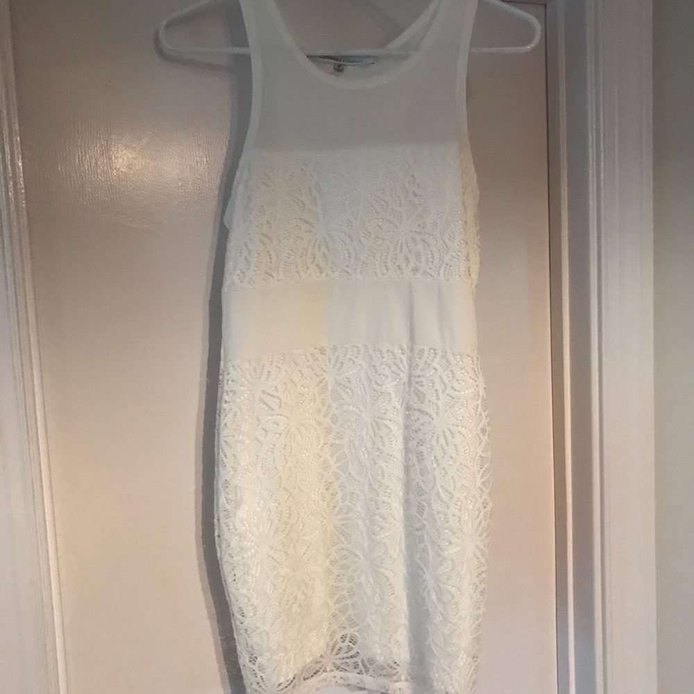 White lace mini dress